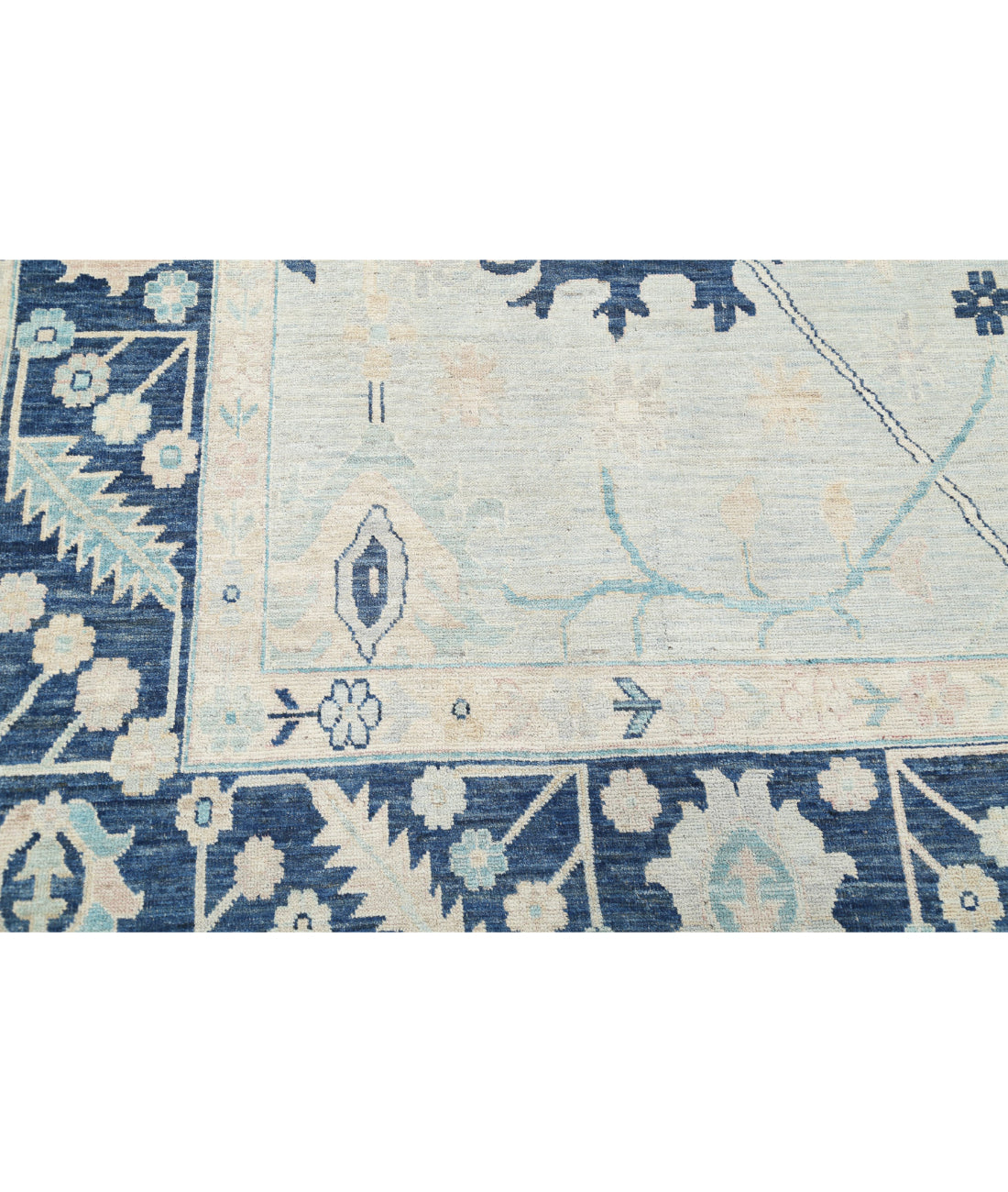 Oushak 8'9'' X 12'6'' Hand-Knotted Wool Rug 8'9'' x 12'6'' (263 X 375) / Silver / Blue