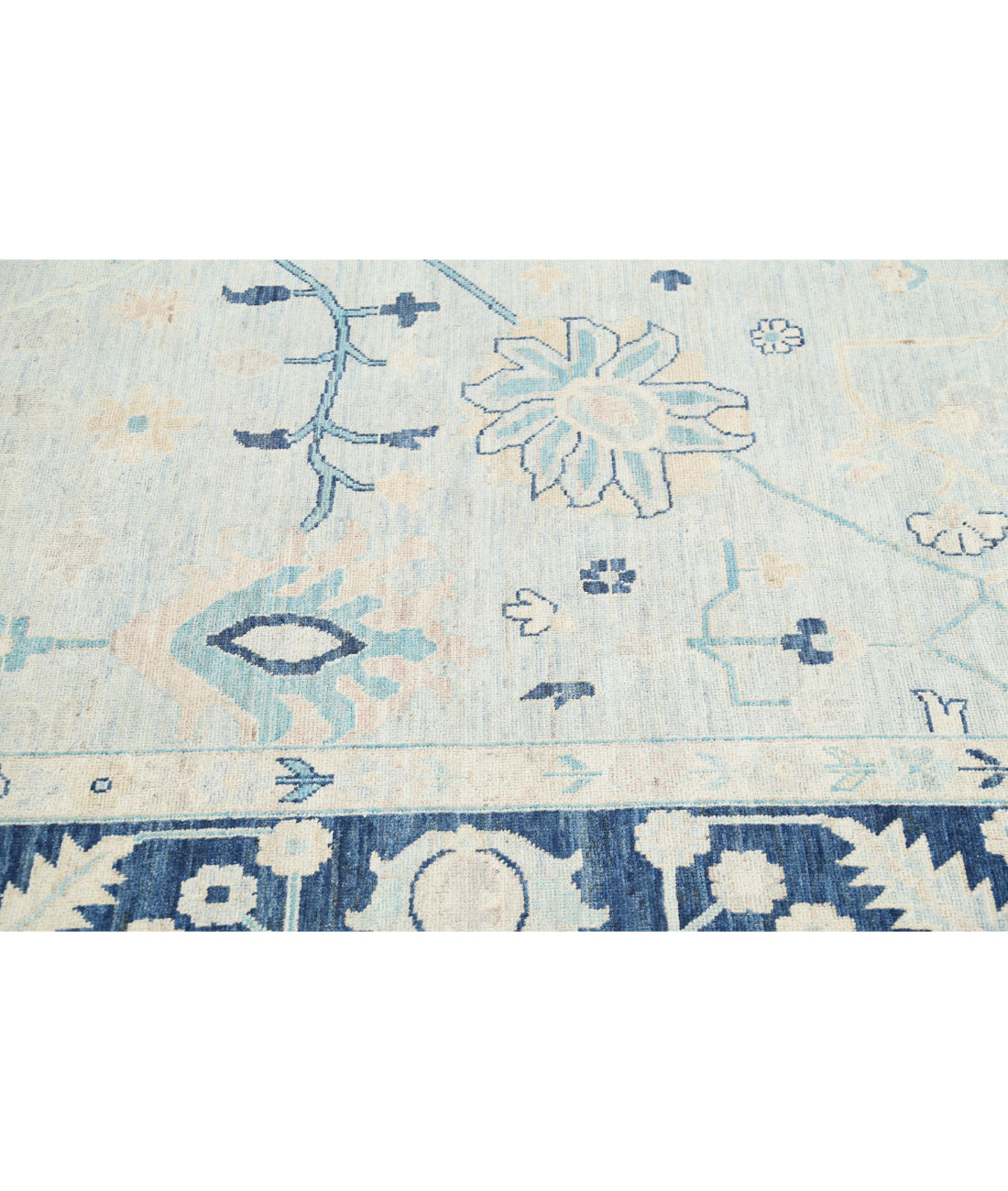 Oushak 8'9'' X 12'6'' Hand-Knotted Wool Rug 8'9'' x 12'6'' (263 X 375) / Silver / Blue