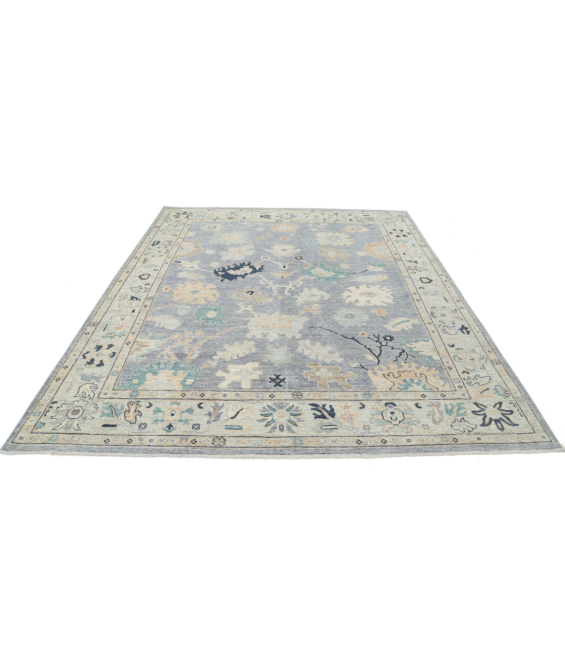 Oushak 8'1'' X 9'9'' Hand-Knotted Wool Rug 8'1'' x 9'9'' (243 X 293) / Grey / Ivory