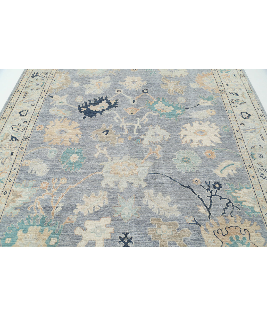 Oushak 8'1'' X 9'9'' Hand-Knotted Wool Rug 8'1'' x 9'9'' (243 X 293) / Grey / Ivory