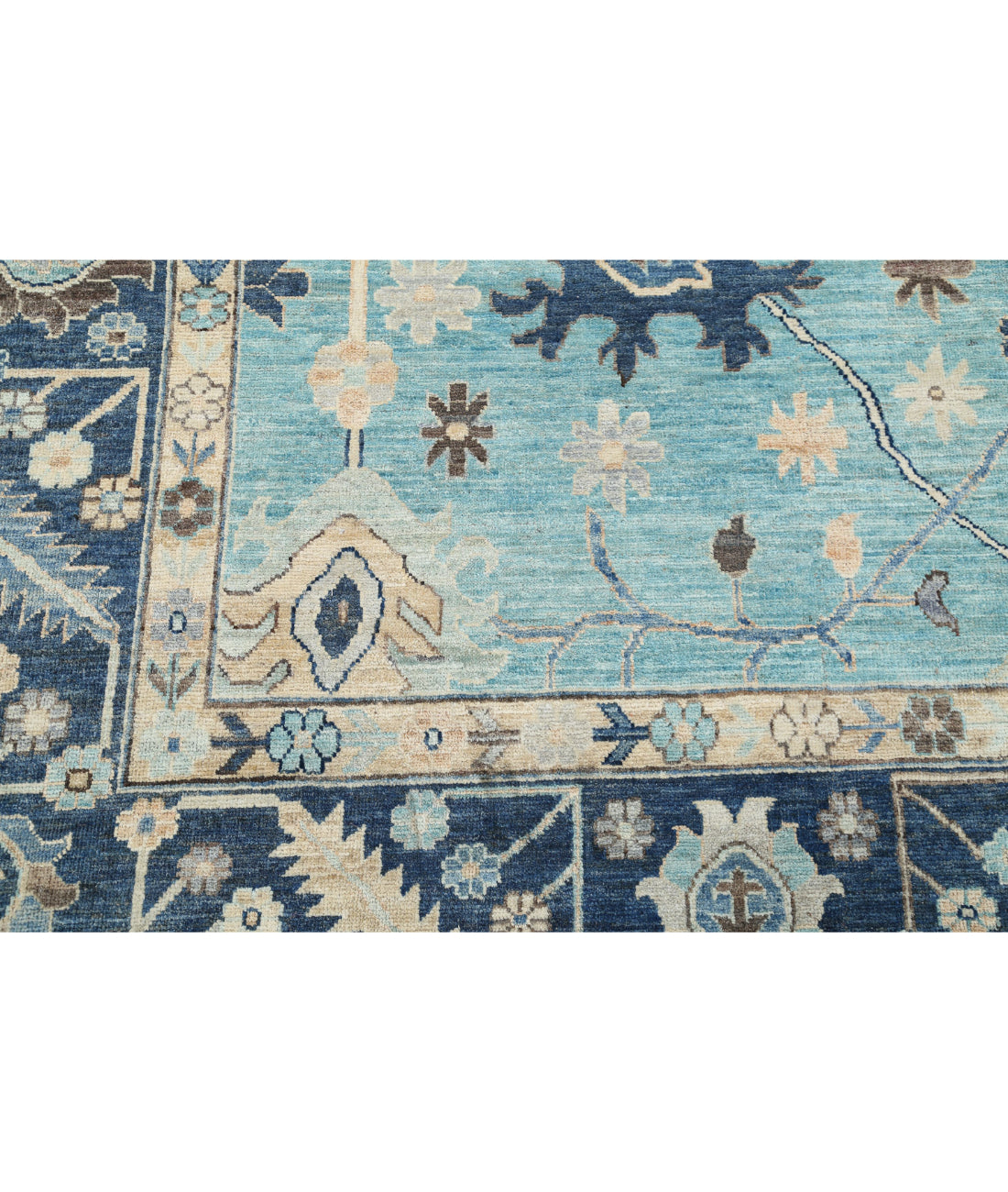 Oushak 8'11'' X 12'1'' Hand-Knotted Wool Rug 8'11'' x 12'1'' (268 X 363) / Green / Blue