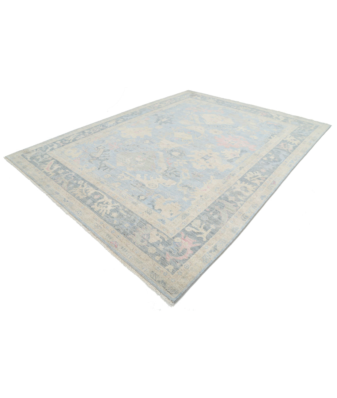 Oushak 9'2'' X 12'0'' Hand-Knotted Wool Rug 9'2'' x 12'0'' (275 X 360) / Blue / Grey