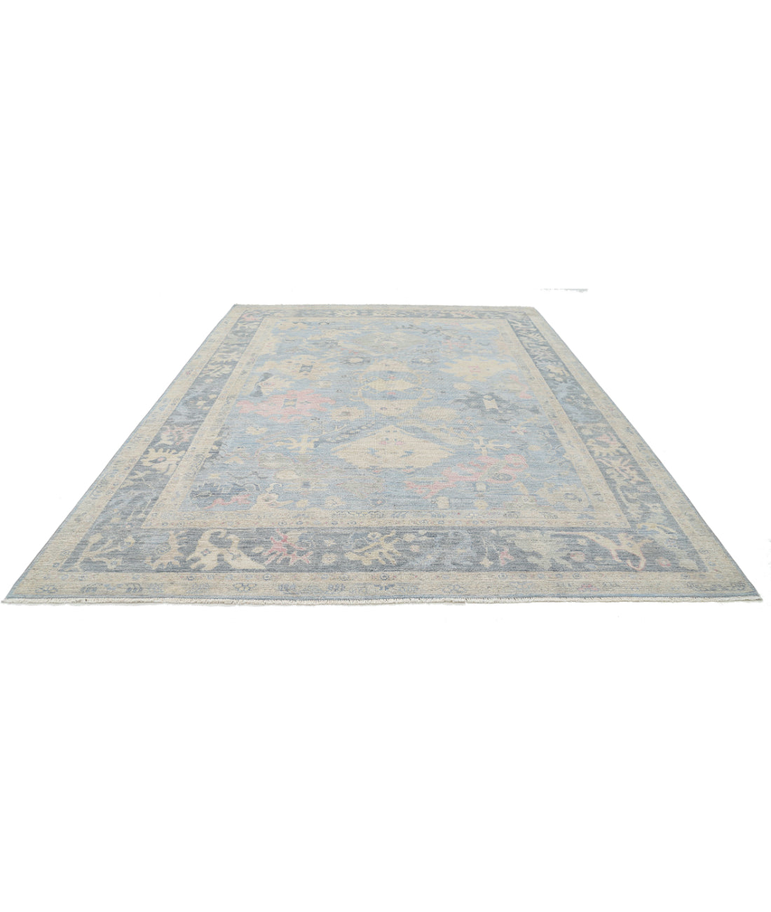 Oushak 9'2'' X 12'0'' Hand-Knotted Wool Rug 9'2'' x 12'0'' (275 X 360) / Blue / Grey