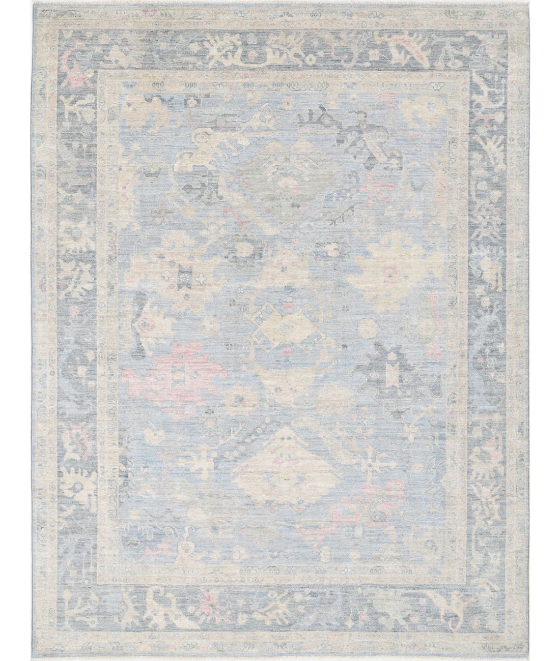 Oushak 9'2'' X 12'0'' Hand-Knotted Wool Rug 9'2'' x 12'0'' (275 X 360) / Blue / Grey