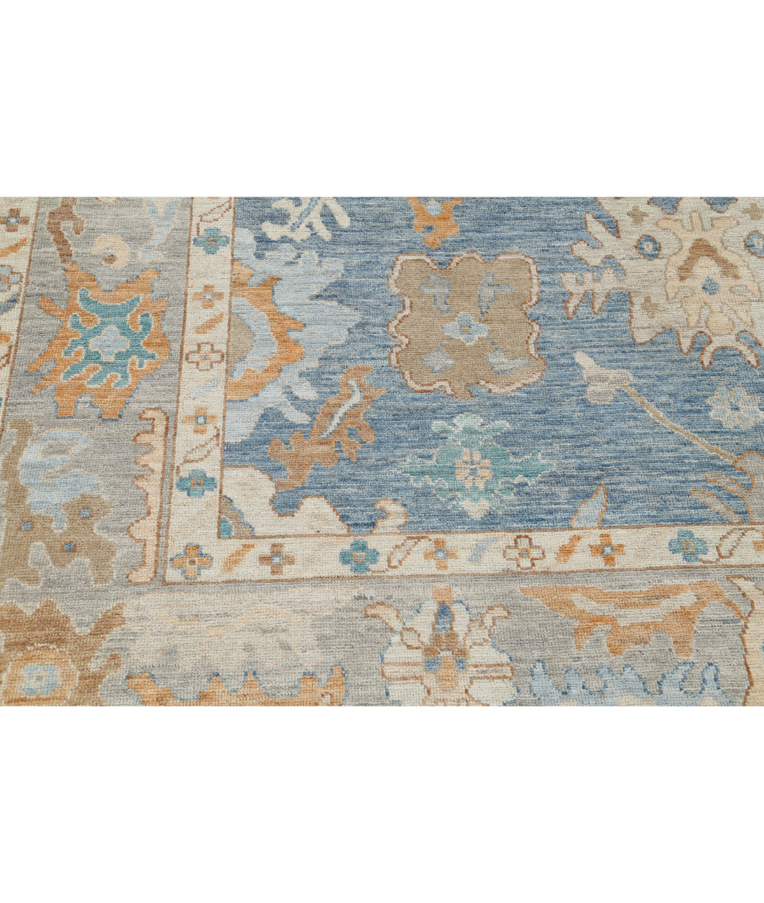 Oushak 8'3'' X 9'11'' Hand-Knotted Wool Rug 8'3'' x 9'11'' (248 X 298) / Blue / Grey