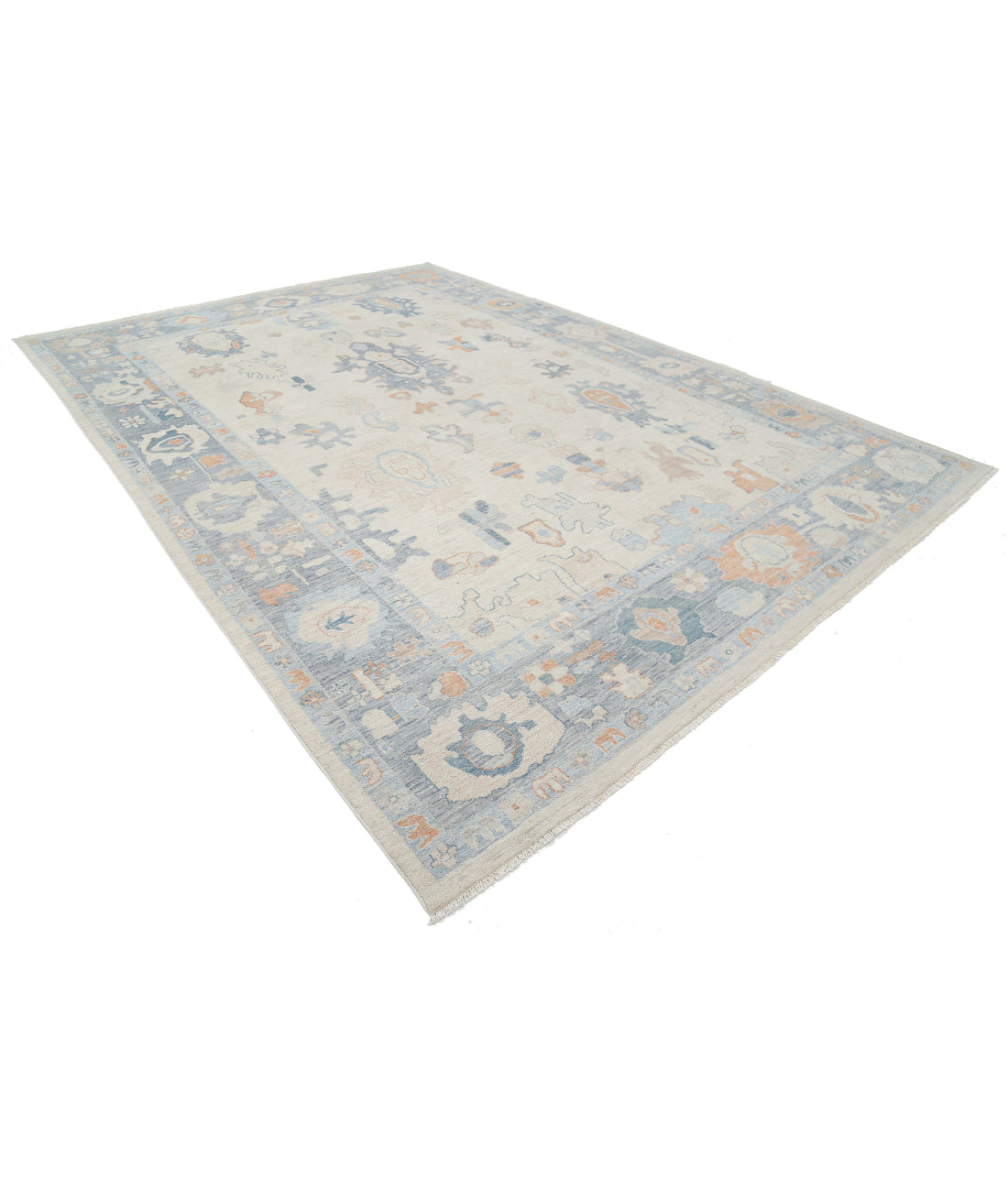 Oushak 9'10'' X 13'8'' Hand-Knotted Wool Rug 9'10'' x 13'8'' (295 X 410) / Ivory / Grey