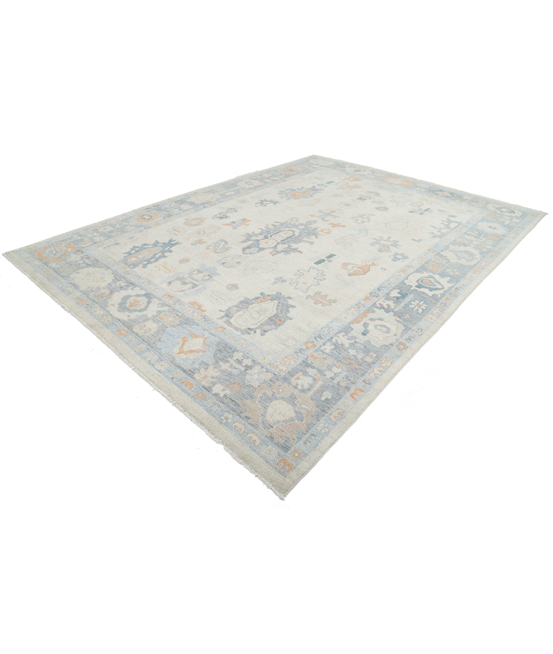 Oushak 9'10'' X 13'8'' Hand-Knotted Wool Rug 9'10'' x 13'8'' (295 X 410) / Ivory / Grey