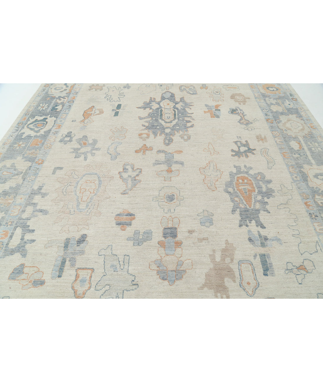 Oushak 9'10'' X 13'8'' Hand-Knotted Wool Rug 9'10'' x 13'8'' (295 X 410) / Ivory / Grey