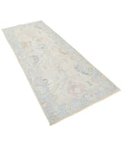 Oushak 3'2'' X 8'1'' Hand-Knotted Wool Rug 3'2'' x 8'1'' (95 X 243) / Ivory / Blue