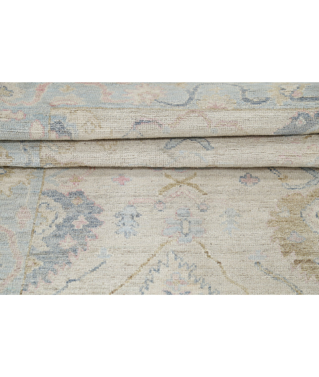 Oushak 3'2'' X 8'1'' Hand-Knotted Wool Rug 3'2'' x 8'1'' (95 X 243) / Ivory / Blue