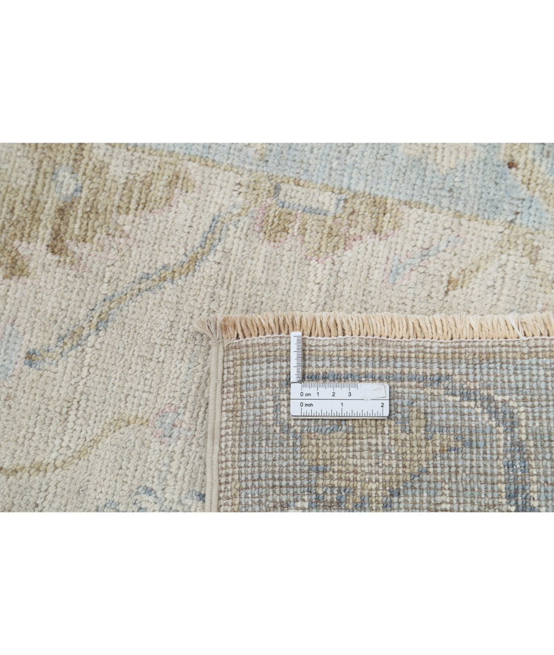 Oushak 3'2'' X 8'1'' Hand-Knotted Wool Rug 3'2'' x 8'1'' (95 X 243) / Ivory / Blue