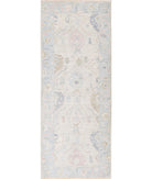 Oushak 3'2'' X 8'1'' Hand-Knotted Wool Rug 3'2'' x 8'1'' (95 X 243) / Ivory / Blue