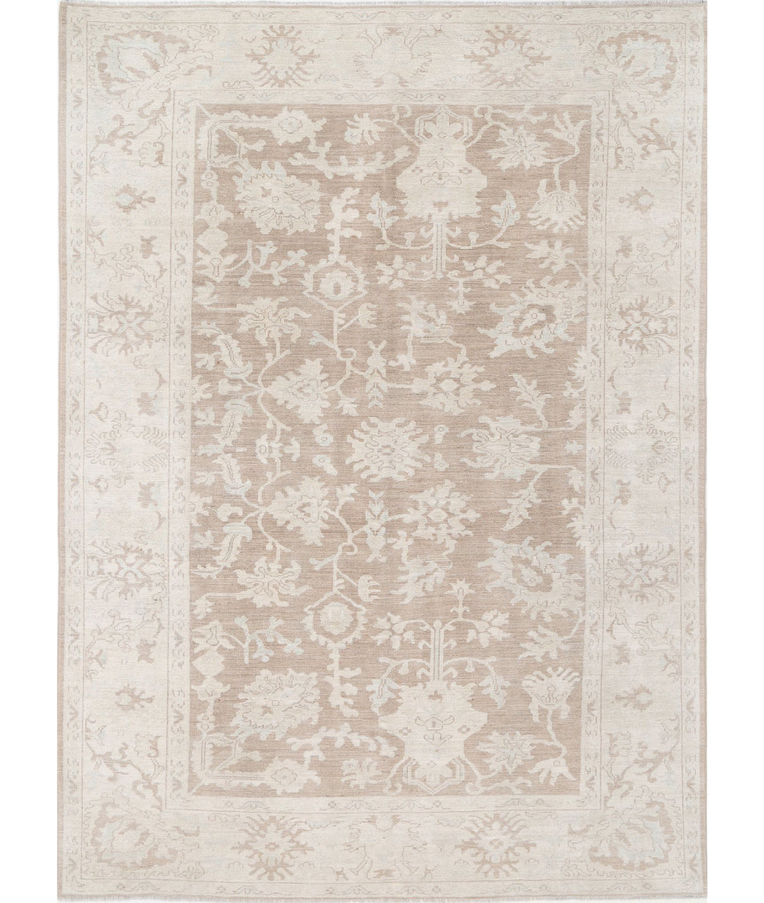 Oushak 8'7'' X 11'11'' Hand-Knotted Wool Rug 8'7'' x 11'11'' (258 X 358) / Brown / Ivory