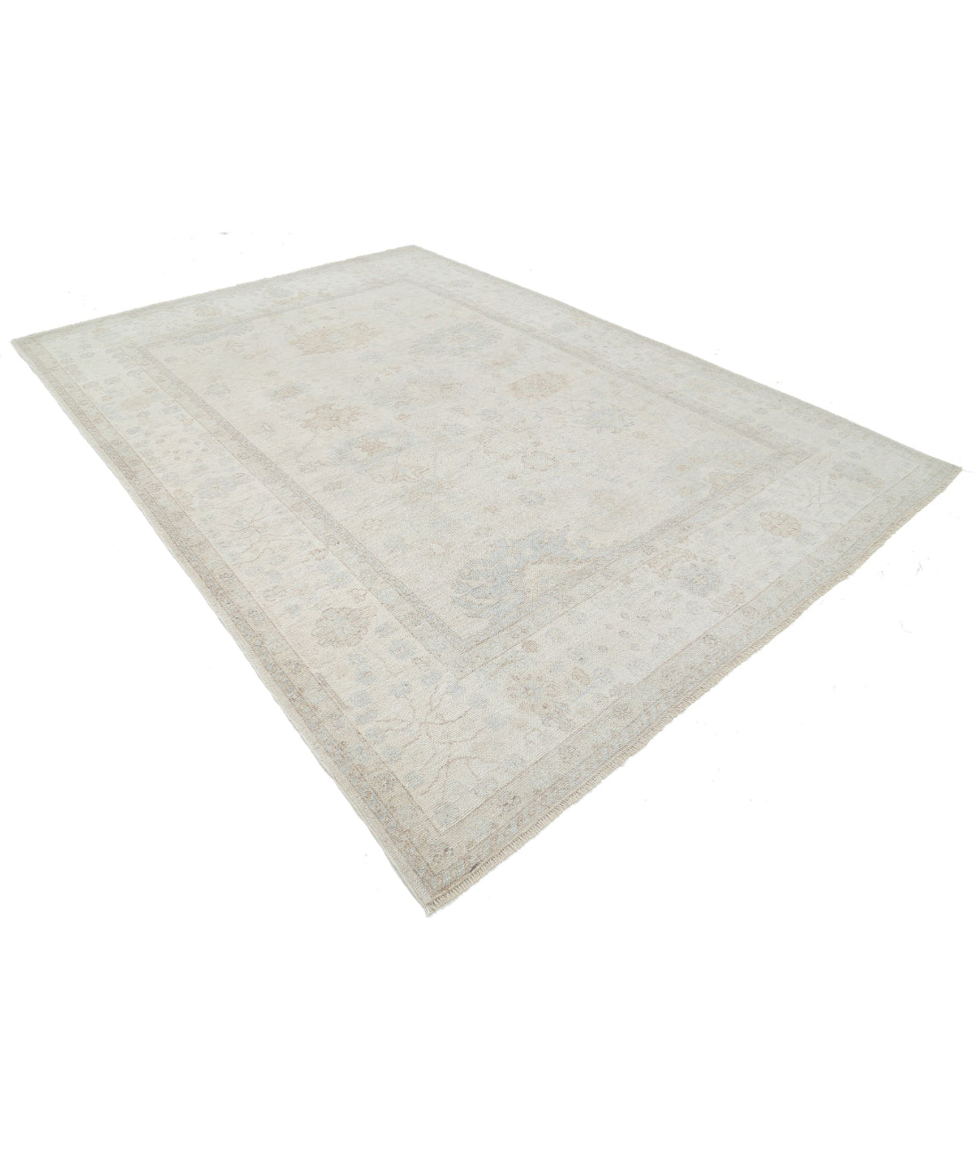 Oushak 8'0'' X 11'0'' Hand-Knotted Wool Rug 8'0'' x 11'0'' (240 X 330) / Silver / Ivory