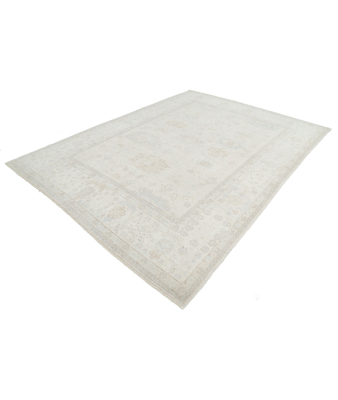 Oushak 8'0'' X 11'0'' Hand-Knotted Wool Rug 8'0'' x 11'0'' (240 X 330) / Silver / Ivory