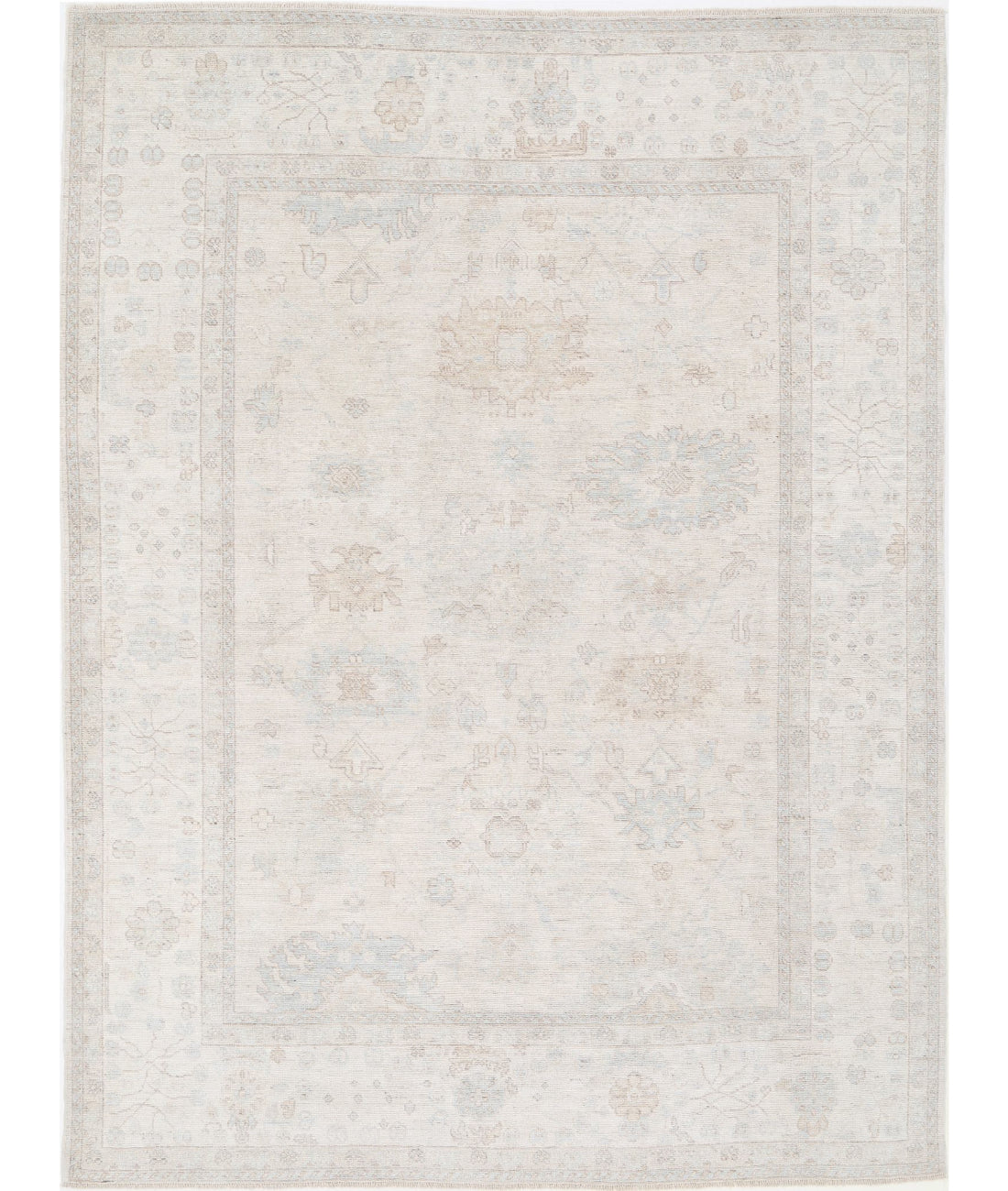 Oushak 8'0'' X 11'0'' Hand-Knotted Wool Rug 8'0'' x 11'0'' (240 X 330) / Silver / Ivory