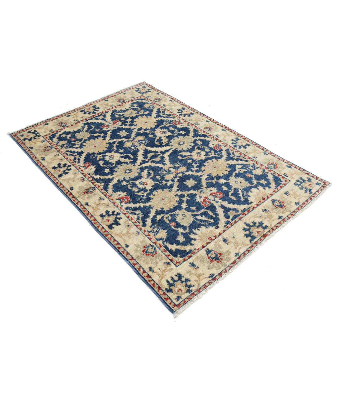 Oushak 4'1'' X 5'10'' Hand-Knotted Wool Rug 4'1'' x 5'10'' (123 X 175) / Blue / Ivory