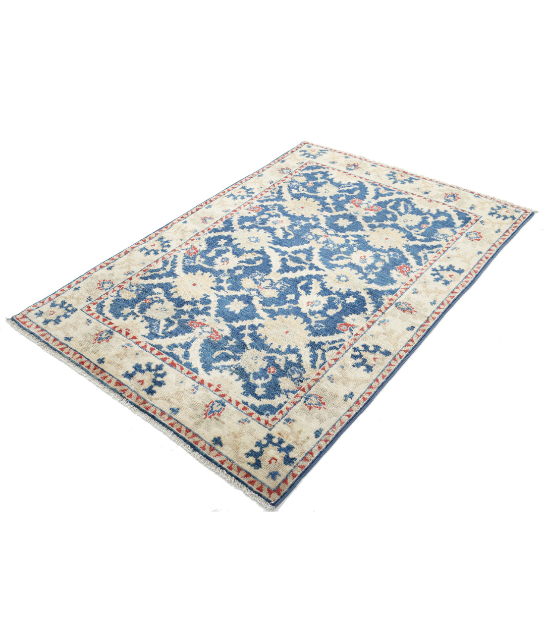 Oushak 4'1'' X 5'10'' Hand-Knotted Wool Rug 4'1'' x 5'10'' (123 X 175) / Blue / Ivory