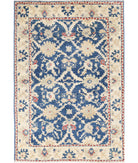 Oushak 4'1'' X 5'10'' Hand-Knotted Wool Rug 4'1'' x 5'10'' (123 X 175) / Blue / Ivory