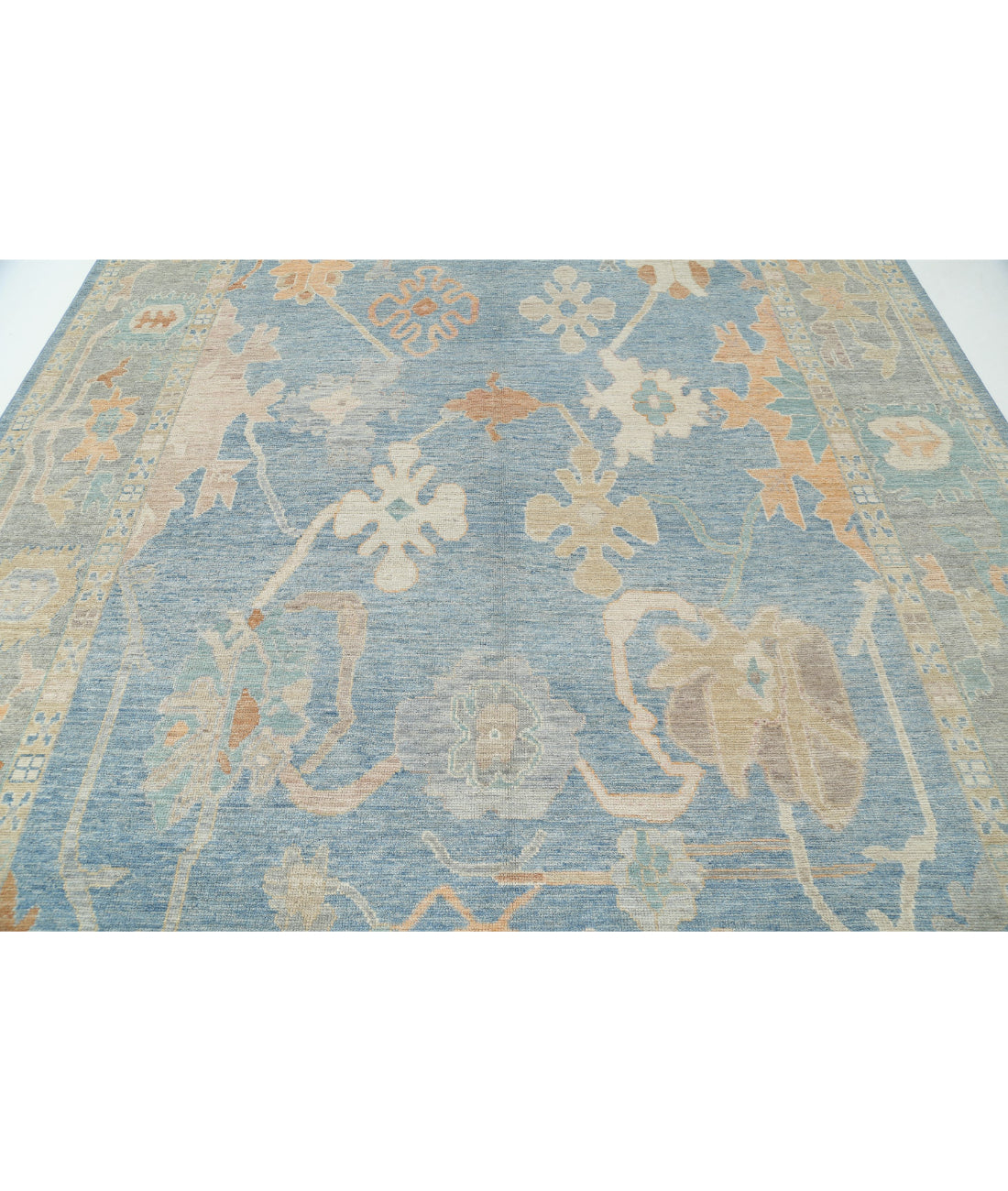 Oushak 8'11'' X 12'7'' Hand-Knotted Wool Rug 8'11'' x 12'7'' (268 X 378) / Blue / Grey