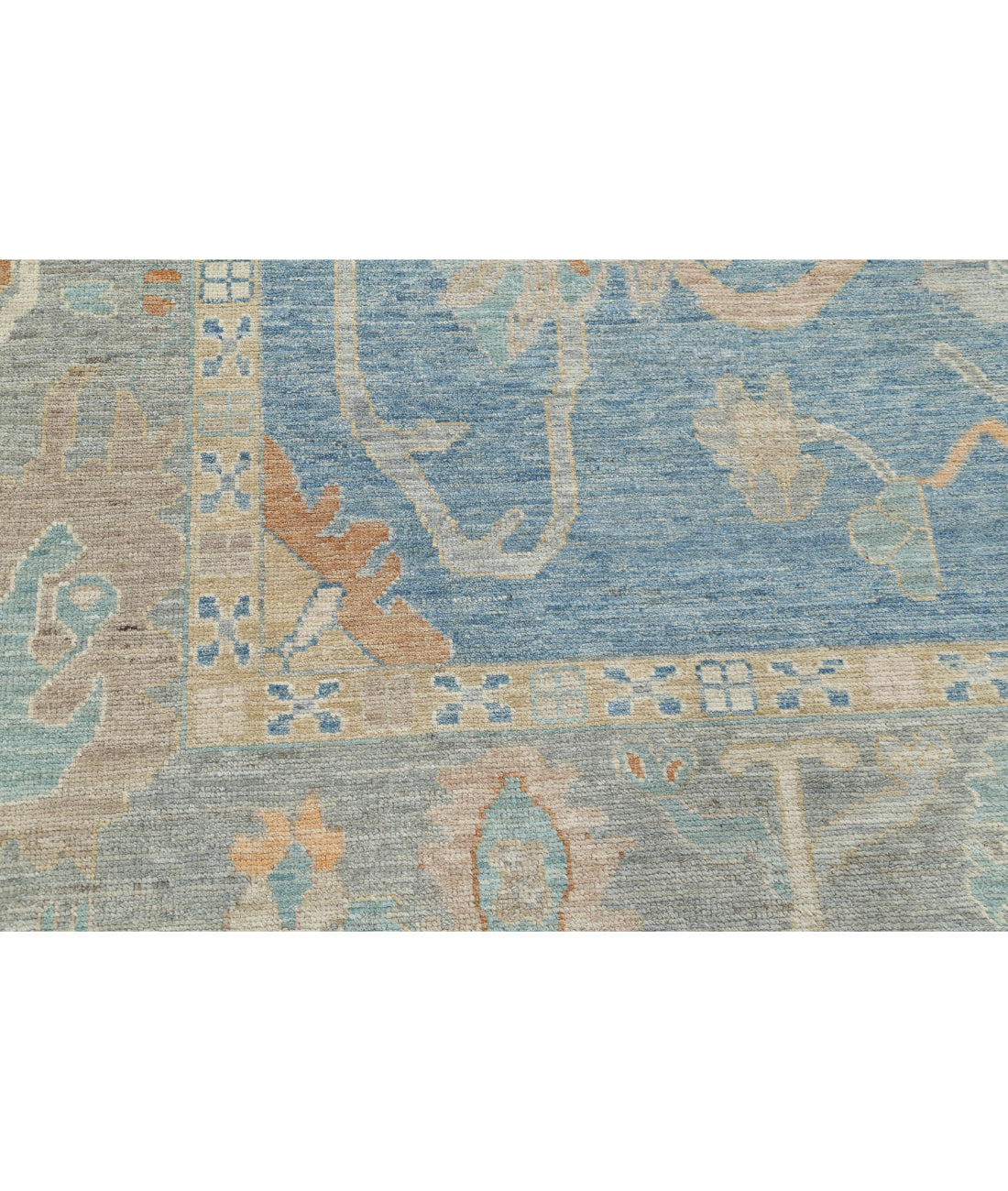 Oushak 8'11'' X 12'7'' Hand-Knotted Wool Rug 8'11'' x 12'7'' (268 X 378) / Blue / Grey