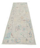 Oushak 3'0'' X 9'5'' Hand-Knotted Wool Rug 3'0'' x 9'5'' (90 X 283) / Silver / Blue