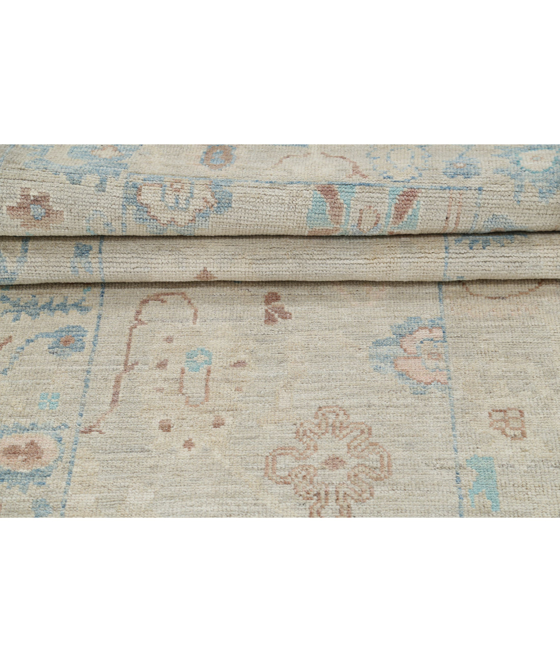 Oushak 3'0'' X 9'5'' Hand-Knotted Wool Rug 3'0'' x 9'5'' (90 X 283) / Silver / Blue