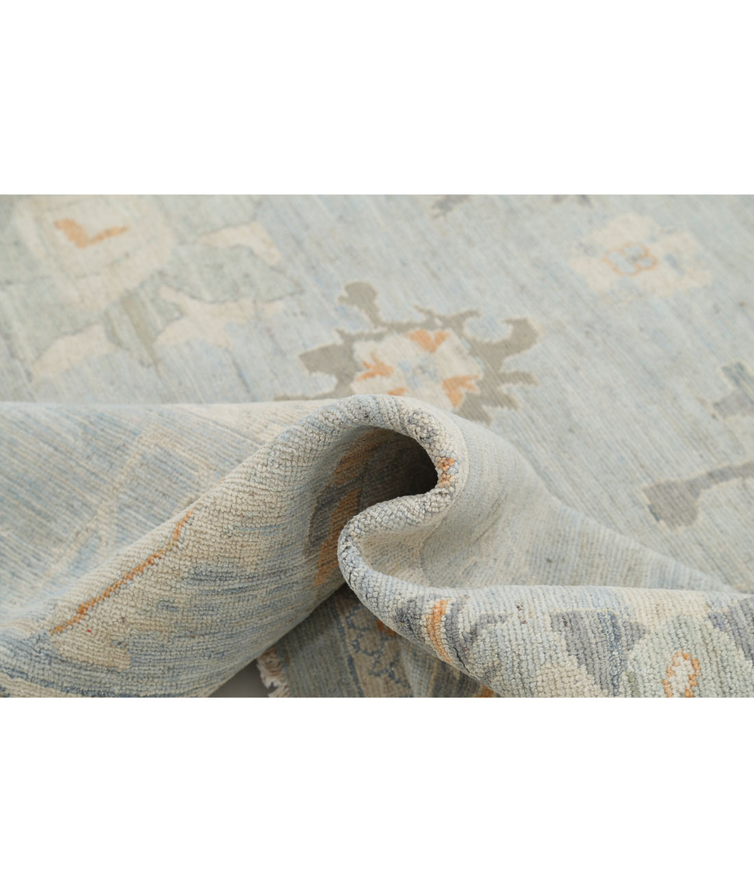 Oushak 9'0'' X 11'10'' Hand-Knotted Wool Rug 9'0'' x 11'10'' (270 X 355) / Blue / Grey