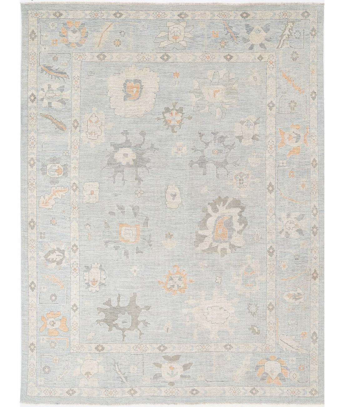 Oushak 9'0'' X 11'10'' Hand-Knotted Wool Rug 9'0'' x 11'10'' (270 X 355) / Blue / Grey