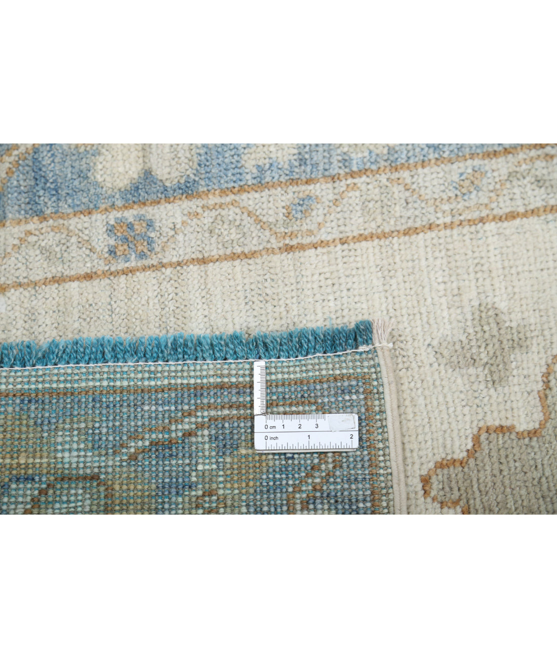 Oushak 2'9'' X 13'6'' Hand-Knotted Wool Rug 2'9'' x 13'6'' (83 X 405) / Ivory / Blue