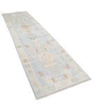 Oushak 3'1'' X 11'6'' Hand-Knotted Wool Rug 3'1'' x 11'6'' (93 X 345) / Blue / Silver