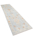 Oushak 3'1'' X 11'6'' Hand-Knotted Wool Rug 3'1'' x 11'6'' (93 X 345) / Blue / Silver