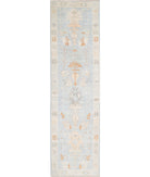 Oushak 3'1'' X 11'6'' Hand-Knotted Wool Rug 3'1'' x 11'6'' (93 X 345) / Blue / Silver