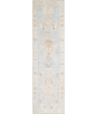 Oushak 3'1'' X 11'6'' Hand-Knotted Wool Rug 3'1'' x 11'6'' (93 X 345) / Blue / Silver