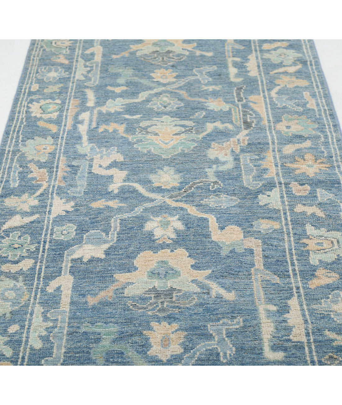 Oushak 3'3'' X 9'6'' Hand-Knotted Wool Rug 3'3'' x 9'6'' (98 X 285) / Blue / Blue