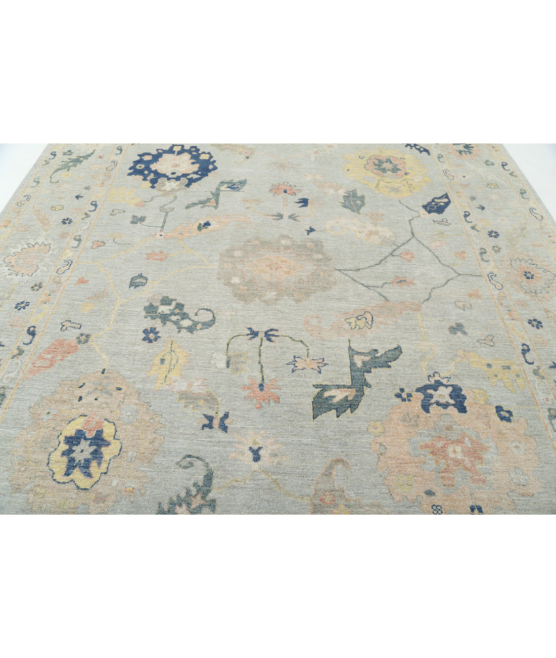 Oushak 9'1'' X 11'9'' Hand-Knotted Wool Rug 9'1'' x 11'9'' (273 X 353) / Blue / Blue