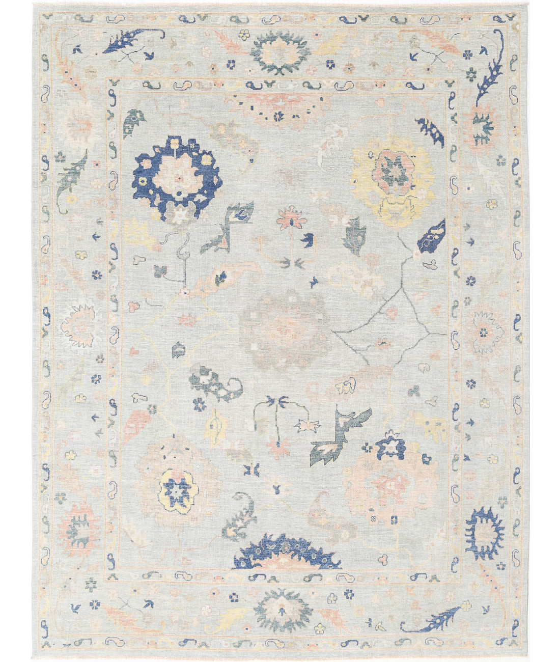 Oushak 9'1'' X 11'9'' Hand-Knotted Wool Rug 9'1'' x 11'9'' (273 X 353) / Blue / Blue