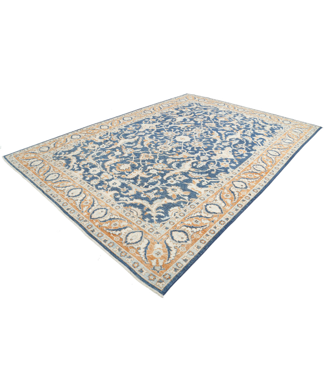 Oushak 9'2'' X 12'11'' Hand-Knotted Wool Rug 9'2'' x 12'11'' (275 X 388) / Blue / Rust