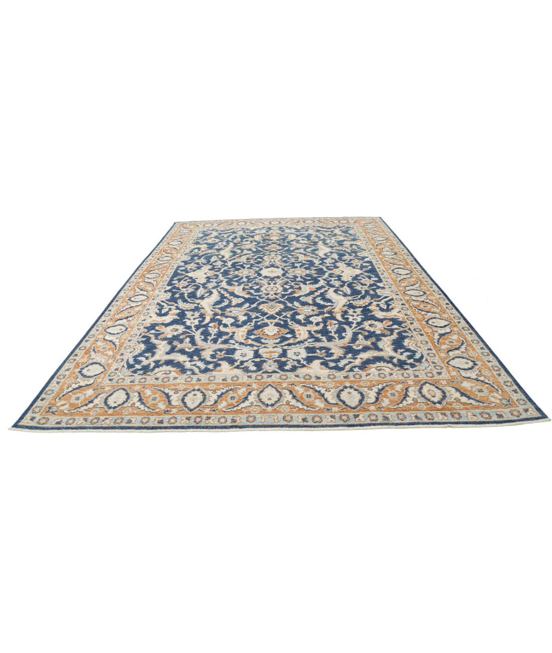 Oushak 9'2'' X 12'11'' Hand-Knotted Wool Rug 9'2'' x 12'11'' (275 X 388) / Blue / Rust