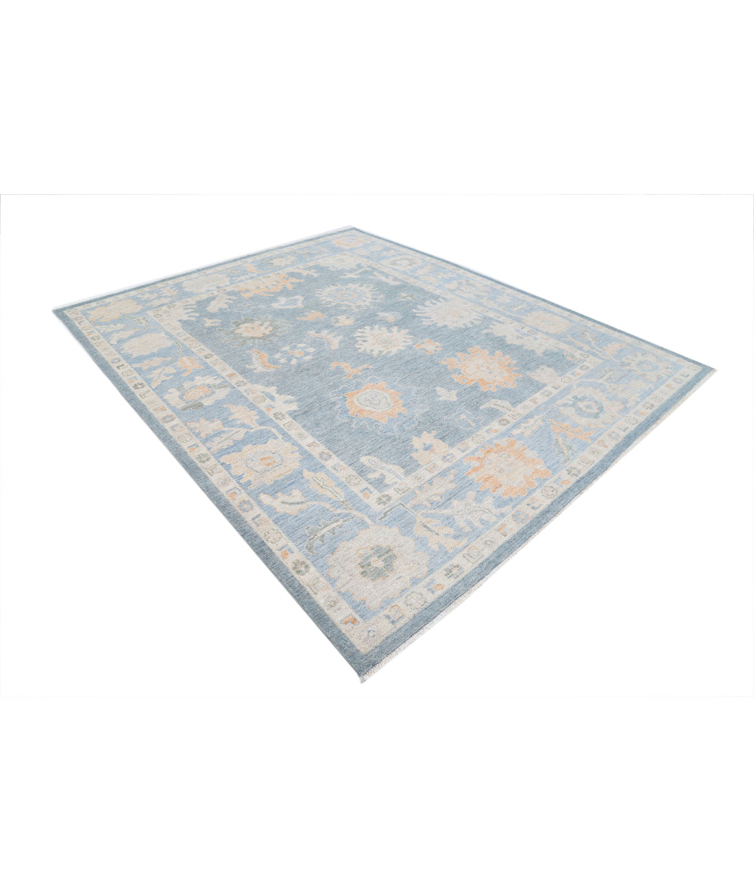 Oushak 8'1'' X 9'10'' Hand-Knotted Wool Rug 8'1'' x 9'10'' (243 X 295) / Grey / Blue