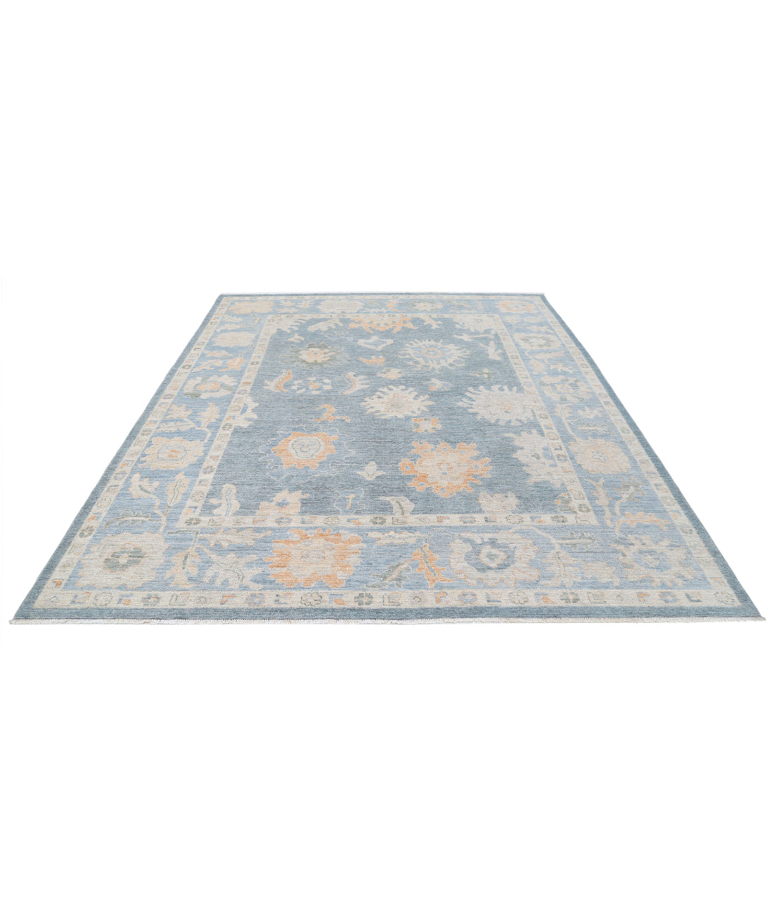 Oushak 8'1'' X 9'10'' Hand-Knotted Wool Rug 8'1'' x 9'10'' (243 X 295) / Grey / Blue