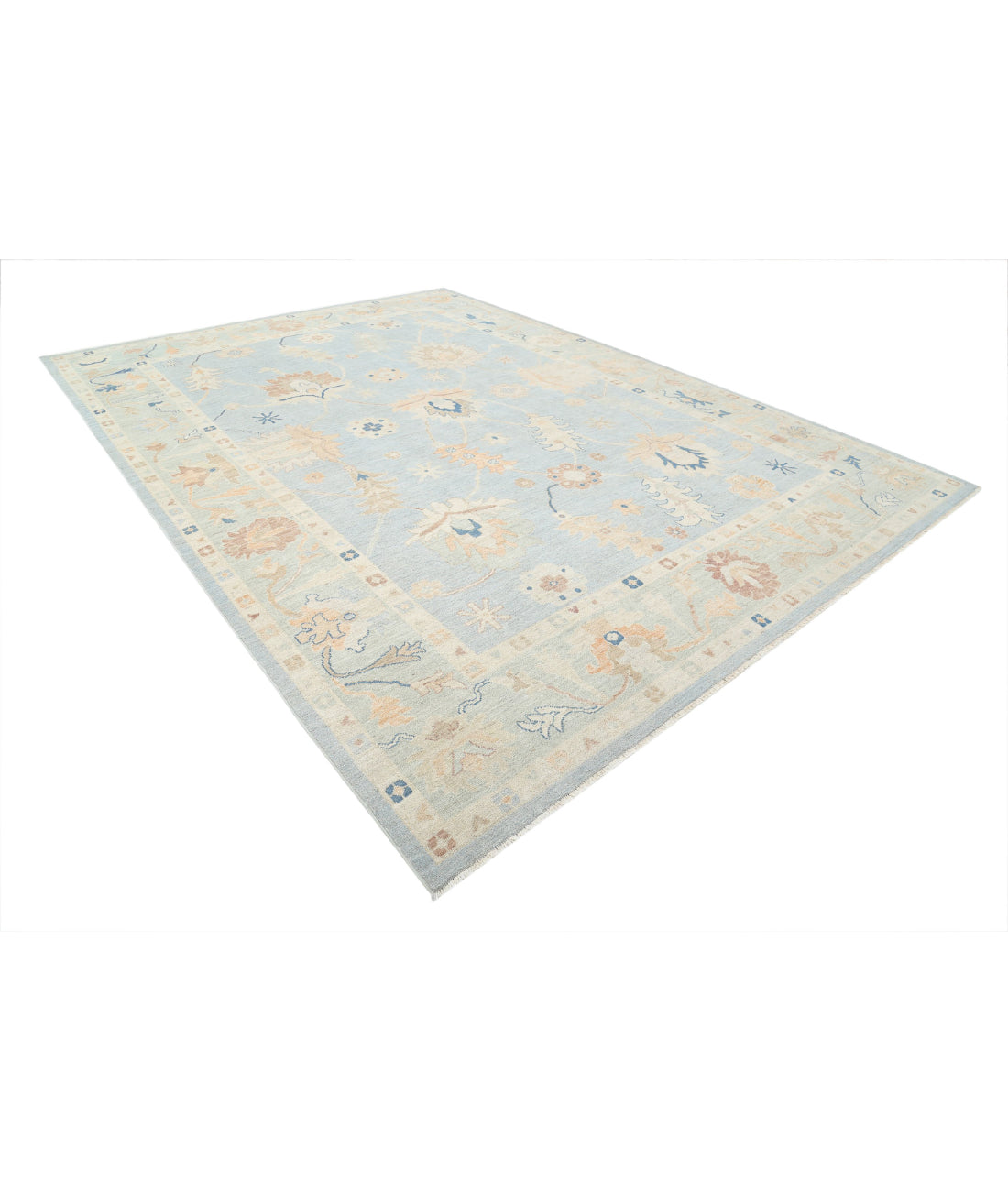 Oushak 10'1'' X 13'11'' Hand-Knotted Wool Rug 10'1'' x 13'11'' (303 X 418) / Blue / Green