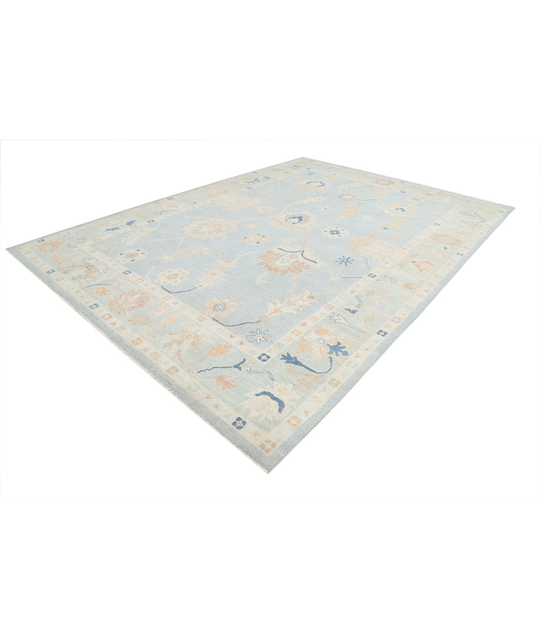 Oushak 10'1'' X 13'11'' Hand-Knotted Wool Rug 10'1'' x 13'11'' (303 X 418) / Blue / Green