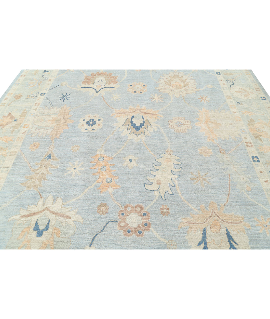 Oushak 10'1'' X 13'11'' Hand-Knotted Wool Rug 10'1'' x 13'11'' (303 X 418) / Blue / Green