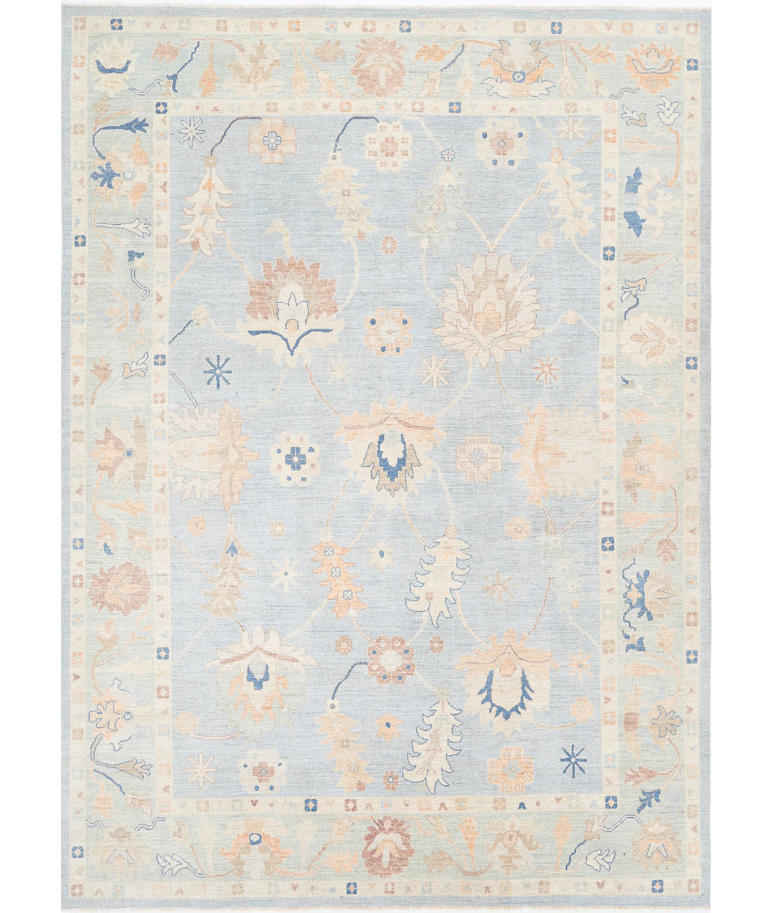 Oushak 10'1'' X 13'11'' Hand-Knotted Wool Rug 10'1'' x 13'11'' (303 X 418) / Blue / Green