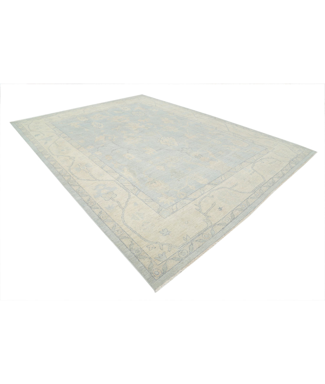 Oushak 10'3'' X 13'7'' Hand-Knotted Wool Rug 10'3'' x 13'7'' (308 X 408) / Blue / Ivory