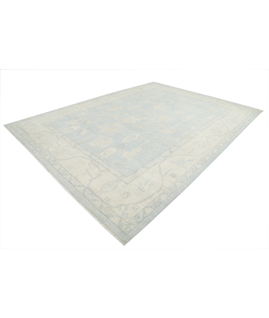 Oushak 10'3'' X 13'7'' Hand-Knotted Wool Rug 10'3'' x 13'7'' (308 X 408) / Blue / Ivory