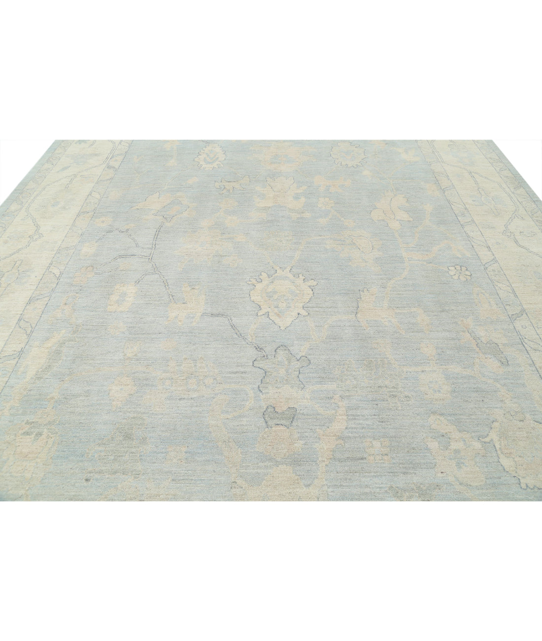 Oushak 10'3'' X 13'7'' Hand-Knotted Wool Rug 10'3'' x 13'7'' (308 X 408) / Blue / Ivory