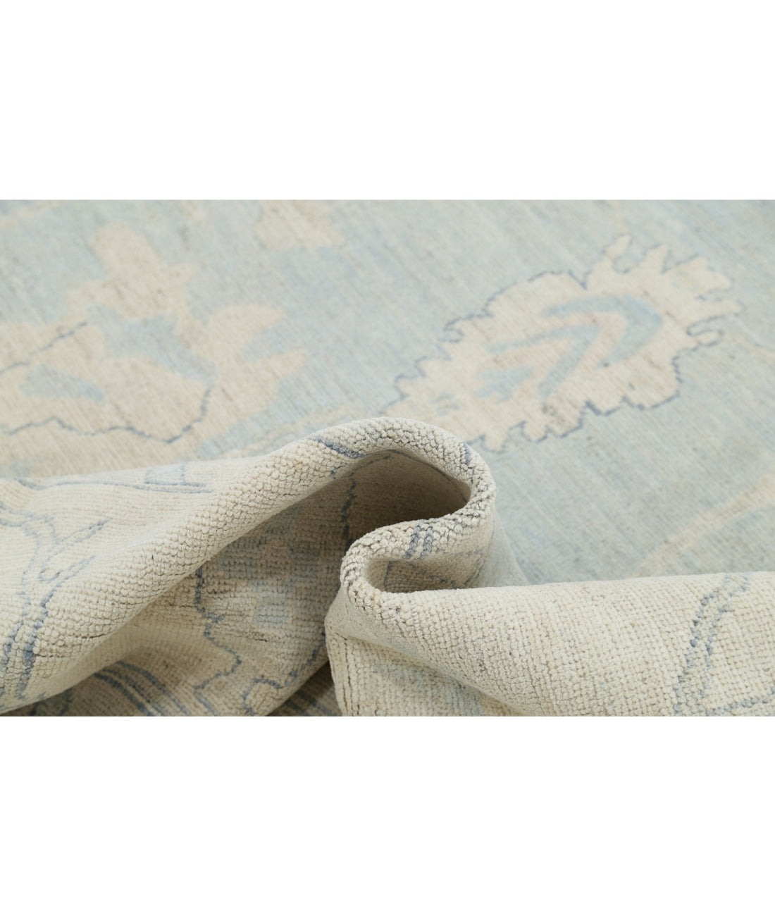 Oushak 10'3'' X 13'7'' Hand-Knotted Wool Rug 10'3'' x 13'7'' (308 X 408) / Blue / Ivory