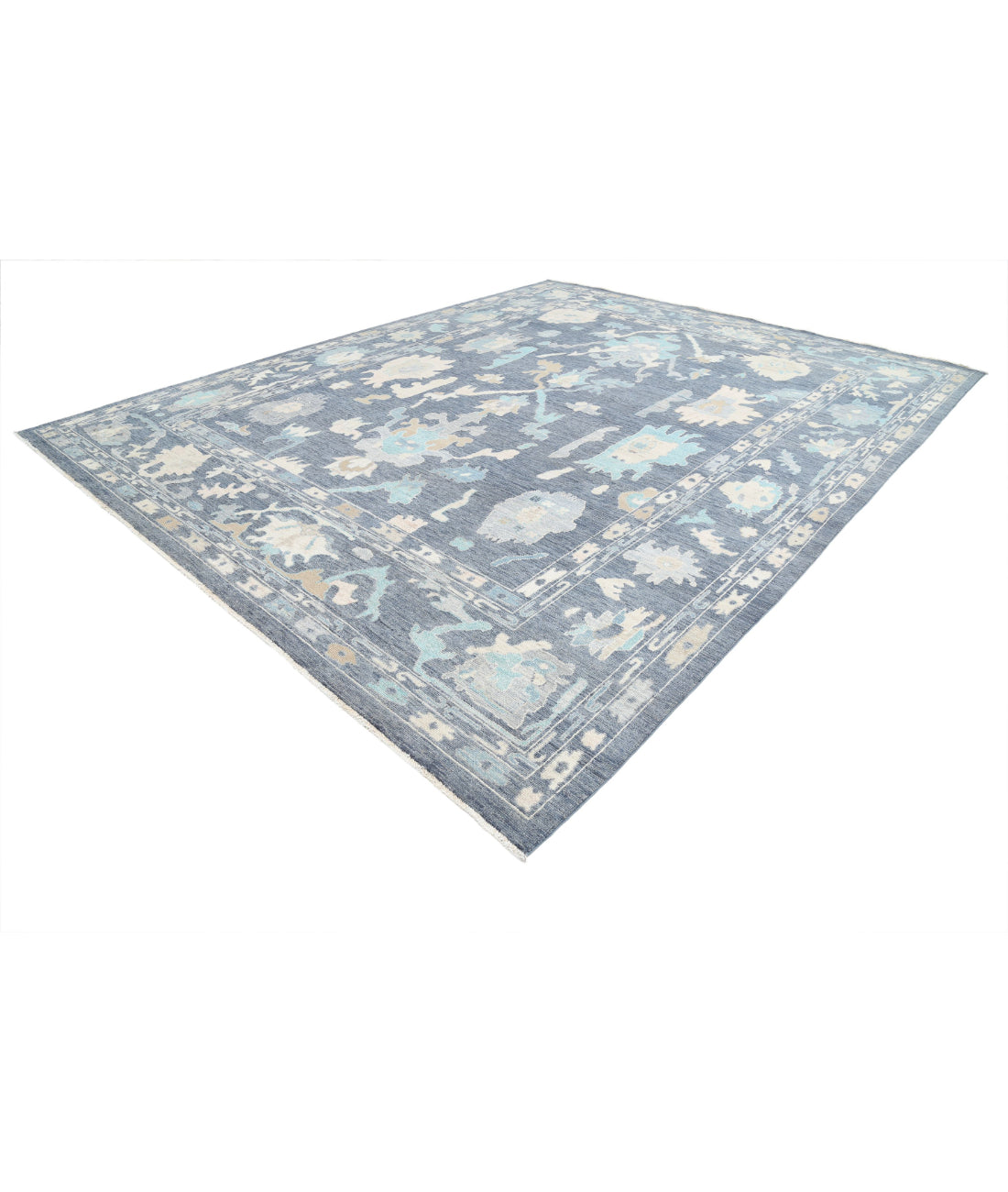 Oushak 11'11'' X 14'10'' Hand-Knotted Wool Rug 11'11'' x 14'10'' (358 X 445) / Blue / Blue